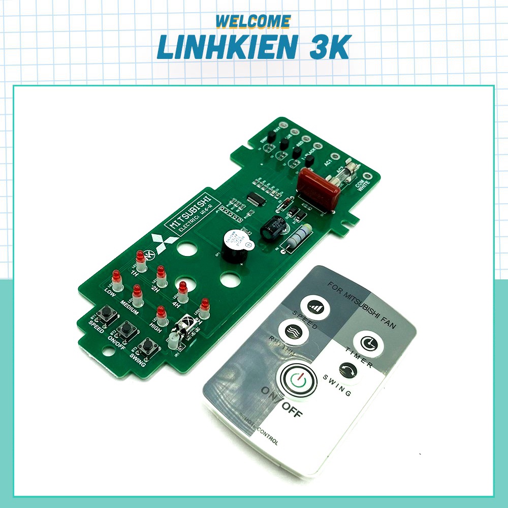 Bo mạch quạt treo tường MITSUBISHI W16-R, W16RT thay thế cho mạch quạt cũ hỏng