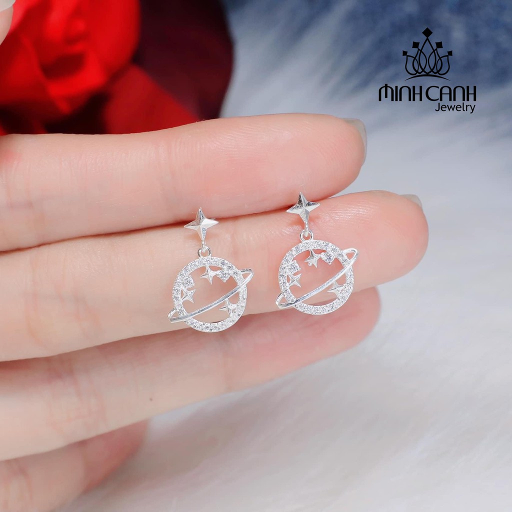 Bông Tai Bạc Hành Tinh Đính Đá - Minh Canh Jewelry
