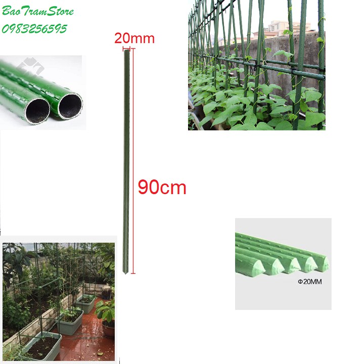 Ống thép bọc nhựa dùng làm cây đỡ hoa hồng, làm giàn cỡ 20mm dài 90cm