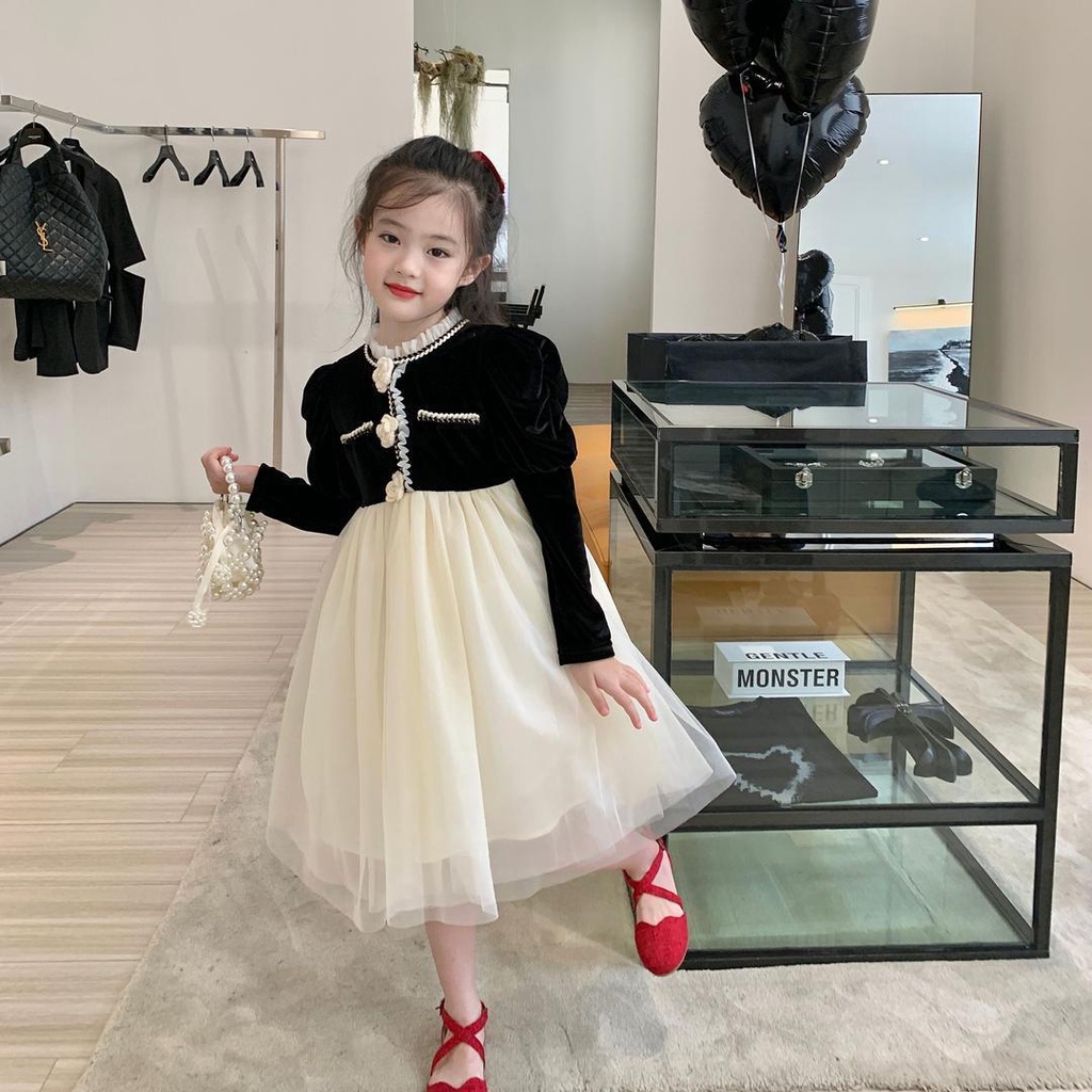 Đầm Công Chúa Tay Dài Chất Liệu Nhung Thời Trang Mùa Thu Xinh Xắn Cho Bé Gái214506