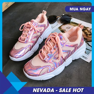 [ Siêu Hot 2019] Giày thể thao lấp lánh 2 màu trắng / hồng NEDA2519