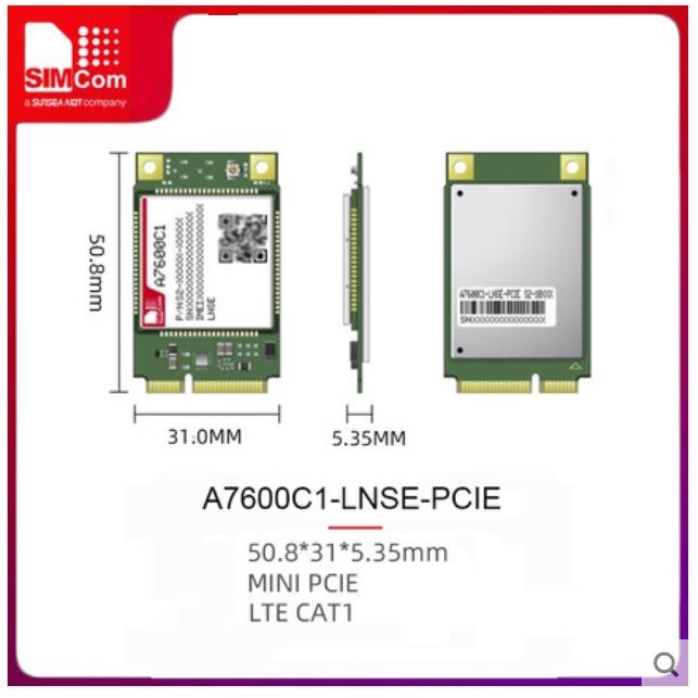 Module SIM 4G+2G  A7600C1 SIMCOM giao tiếp Mini PCIE LTE CAT1 USB to 4G Mini PCIe