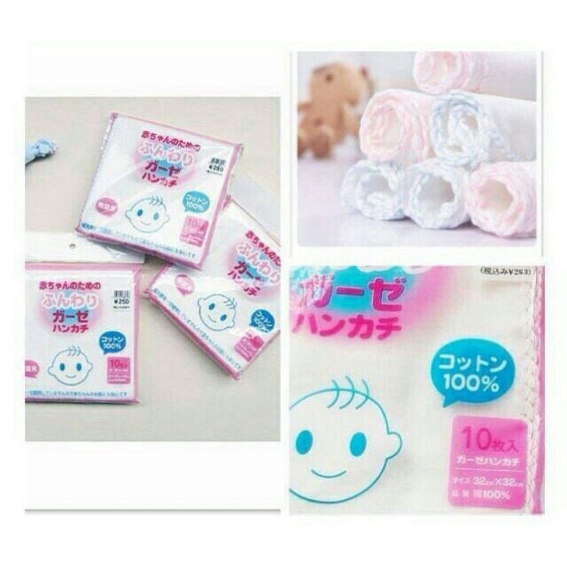 10 Chiếc Khăn Xô Sữa 2 Lớp Trắng Xuất Nhật - Loại Viền