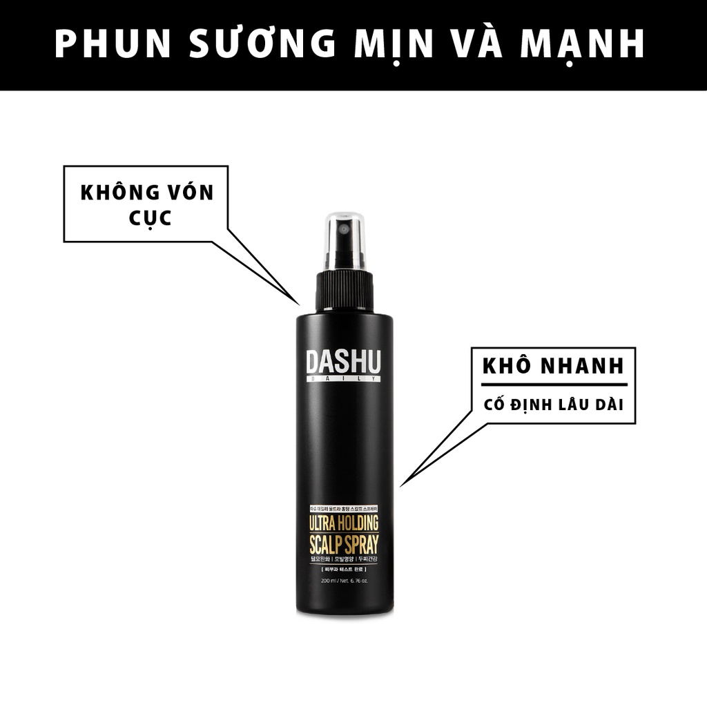 [Mã SKAMLTSM9 giảm 10% đơn 99K] Xịt Tạo Kiểu Tóc 2 in 1 DASHU. Keo Xịt Tóc Giữ Nếp Daily Ultra Holding Scalp Spray 200ml