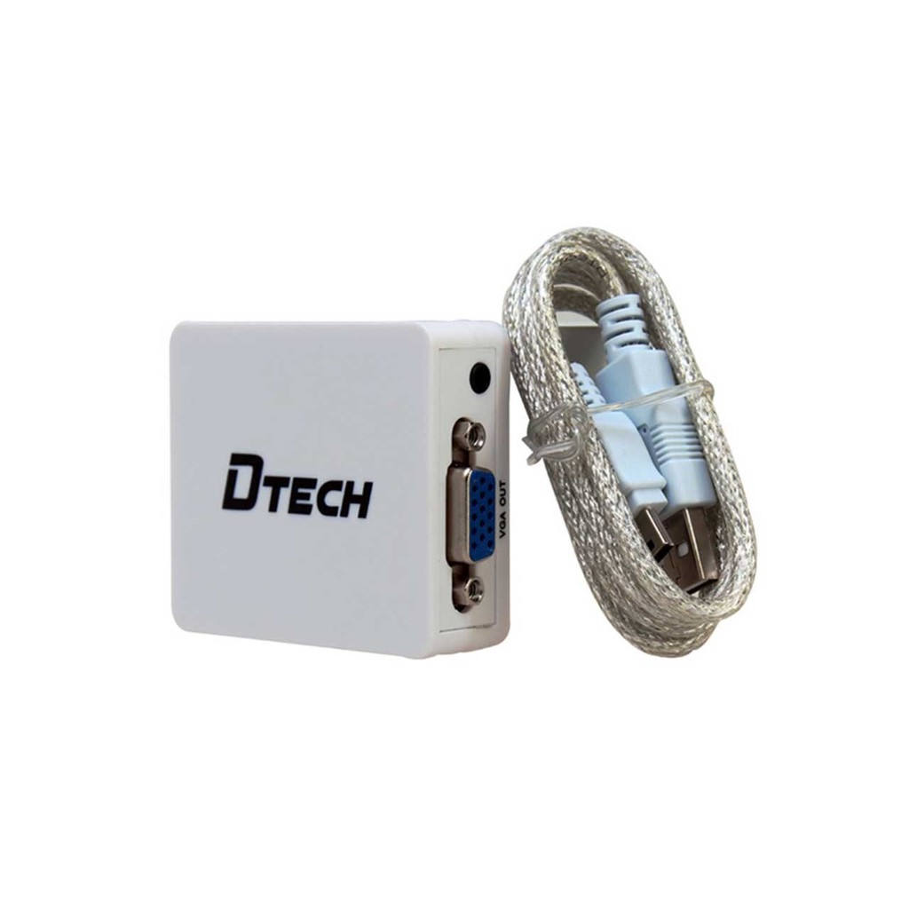 hộp chuyền tín hiệu từ máy tính cổng HJDMI sang màn hình cổng VGA DTECH DT 6528