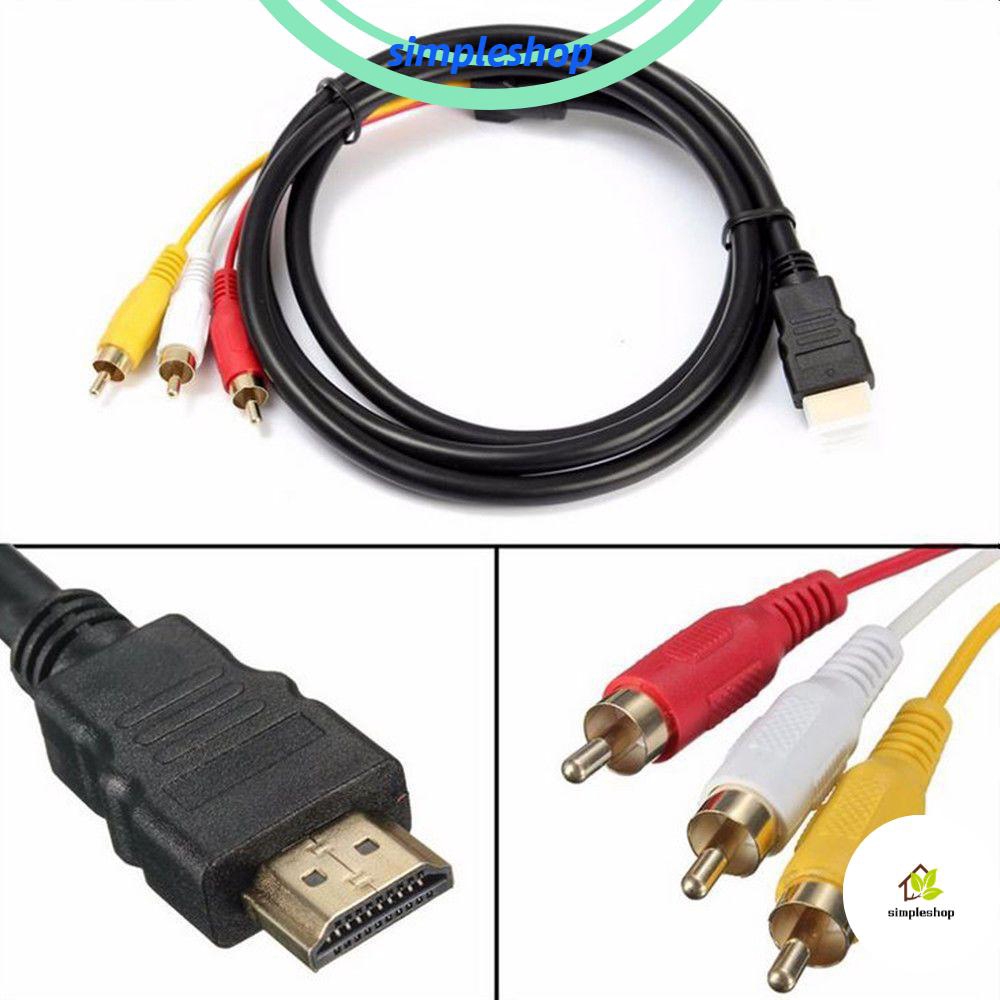 Dây cáp chuyển đổi âm thanh hình ảnh VGA Cord HDMI sang 3 RCA dài 1.5m cho TV