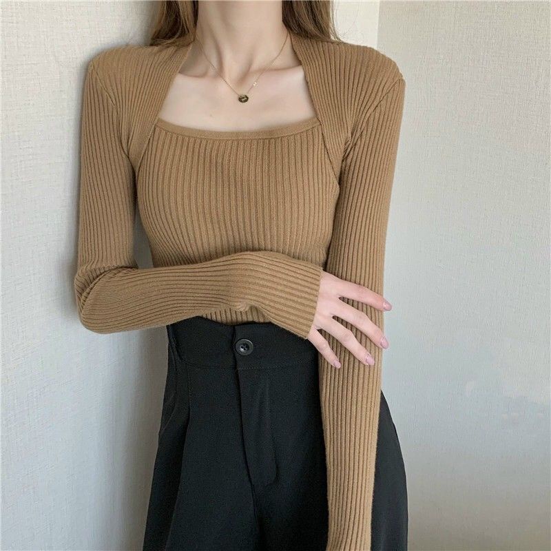 🎀 Áo kiểu dài tay cổ vuông, chất thun gân dày mịn, co giãn tốt