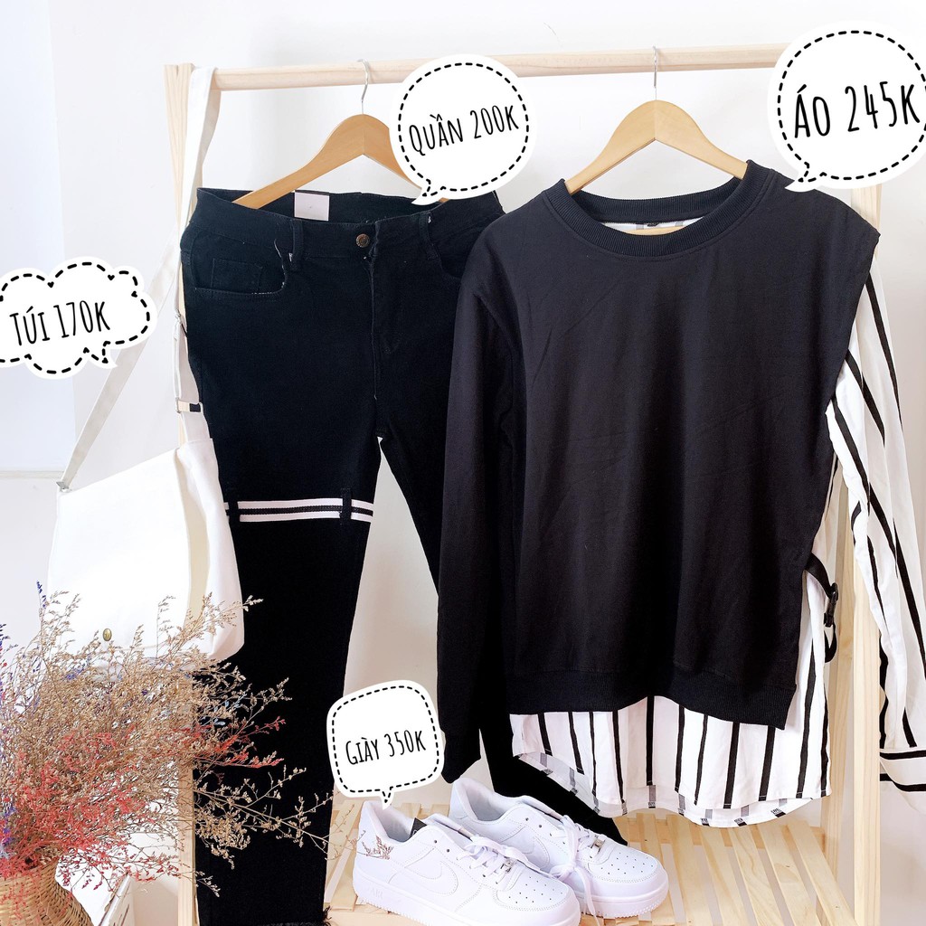 ÁO SƠ MI PHỐI THUN TAY DÀI THỜI TRANG MR SMILE 99 SHOP UNISEX | BigBuy360 - bigbuy360.vn