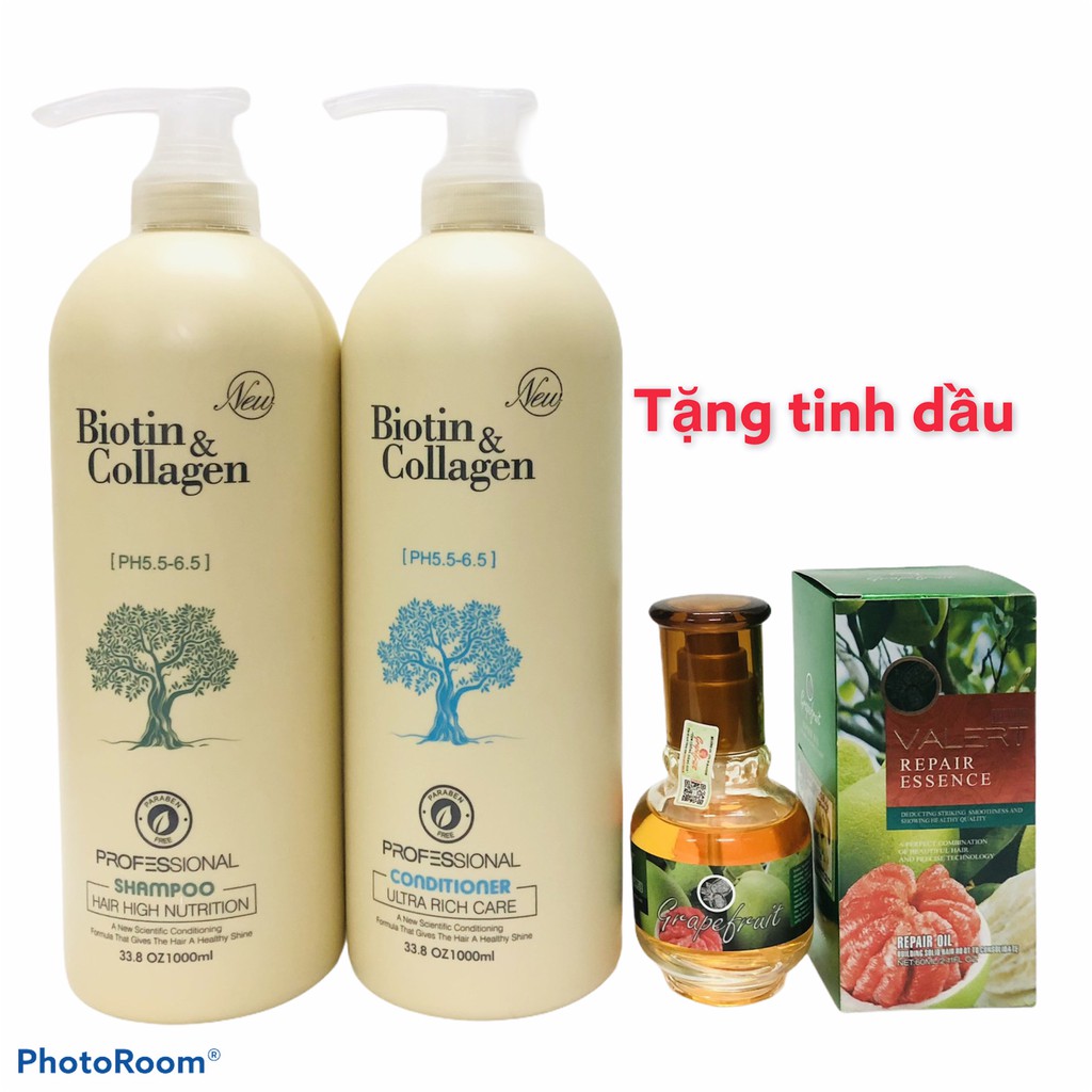 BIOTIN COLLAGEN -  Cặp Dầu Gội Dầu xả Chống Rụng Kích Thích Mọc Tóc Siêu Mềm Mượt Biotin & Collagen 1000ml | BigBuy360 - bigbuy360.vn
