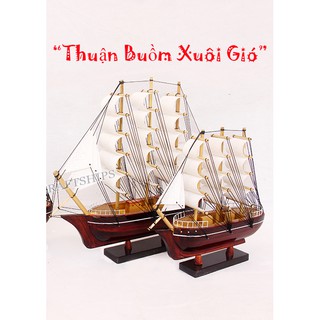 <Có video> Combo Hai thuyền buồm gỗ màu trắng dài 25cm và 20cm