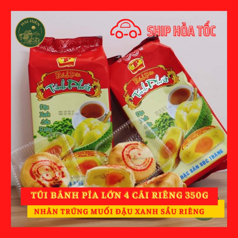 Bánh Pía Đậu Xanh Sầu Riêng Tính Phát Túi Đỏ 350g ( 4 cái/Túi) - Đặc sản Sóc Trăng chất lượng đảm bảo vệ sinh thực phẩm