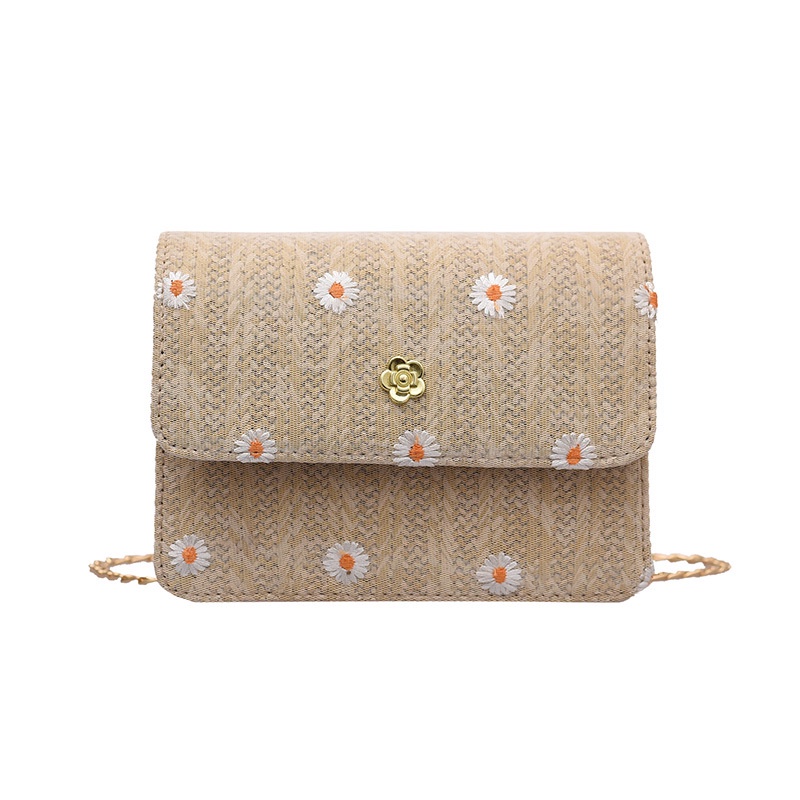 Túi cói Vai Đan Rơm Họa Tiết Hoa Thời Trang Mùa Hè Sành Điệu Cho Nữ