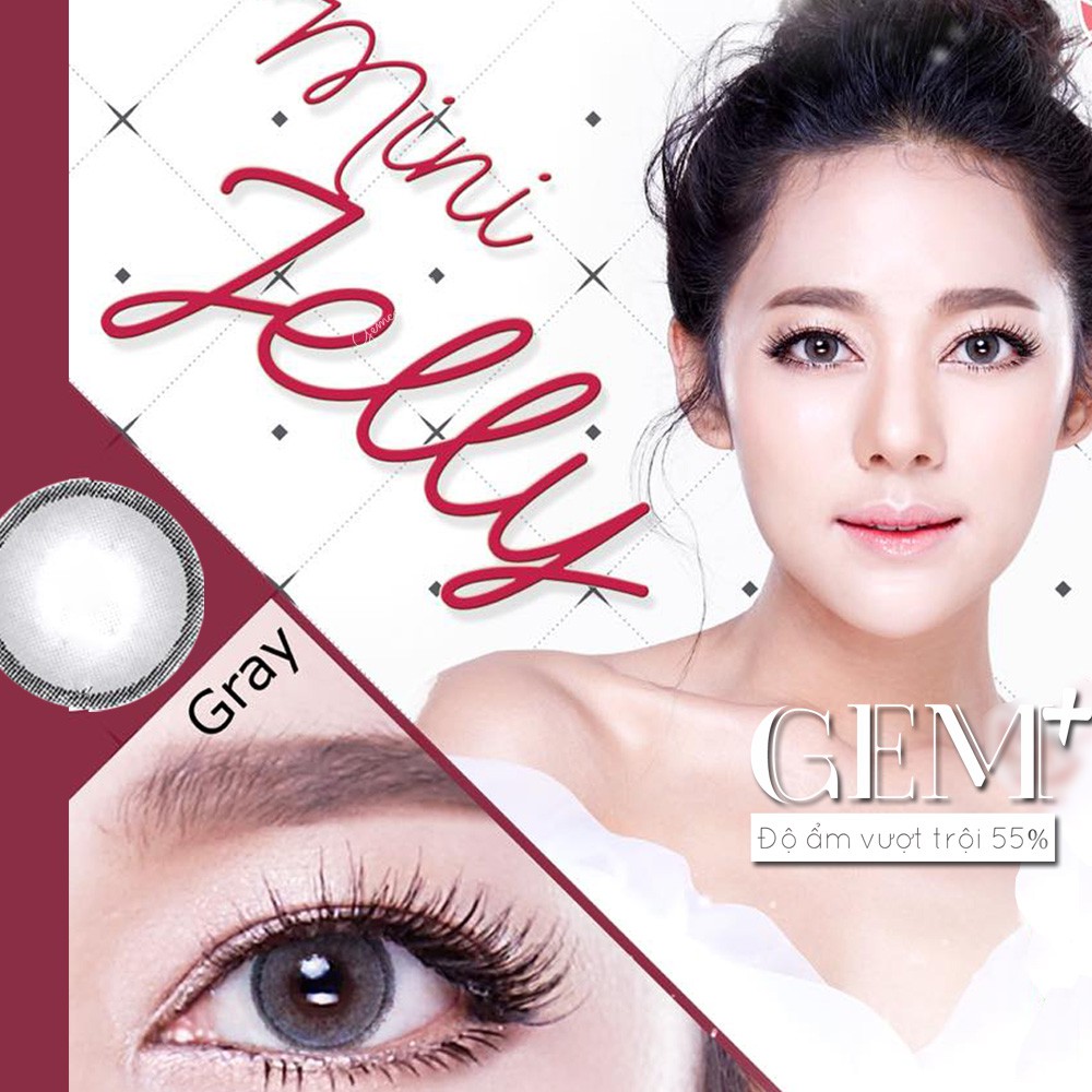 Áp Tròng Giãn Nhẹ JELLY GRAY Ẩm Cao 55% HSD 6 Tháng Lens Xám Giãn Nhẹ Viền Mỏng Màu Tây Đủ Độ Có Lệch Cho Mắt Nhạy Cảm