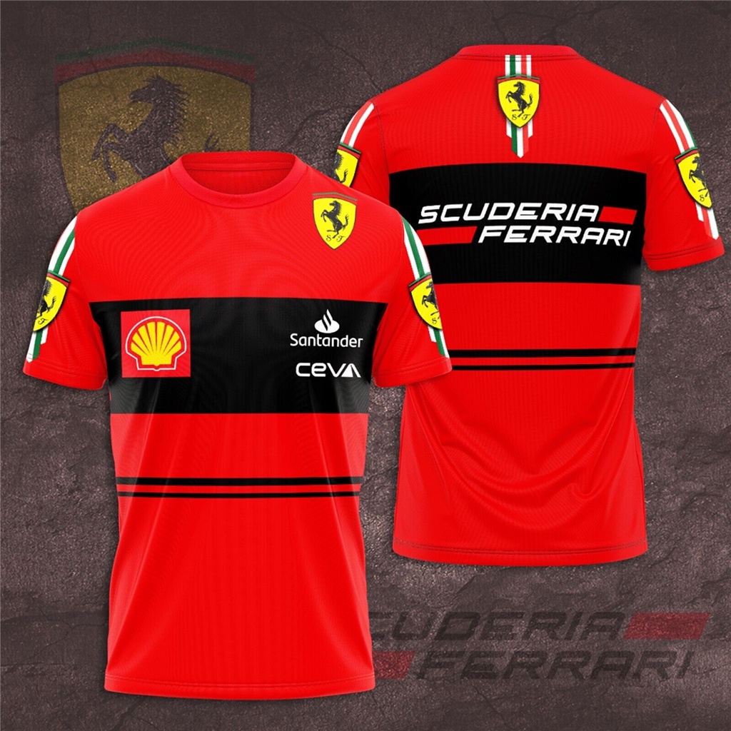Áo Thun Tay Ngắn In Hình Ferrari Racing Team AOP One Thời Trang Mùa Hè Cho Nam Và Nữ F1