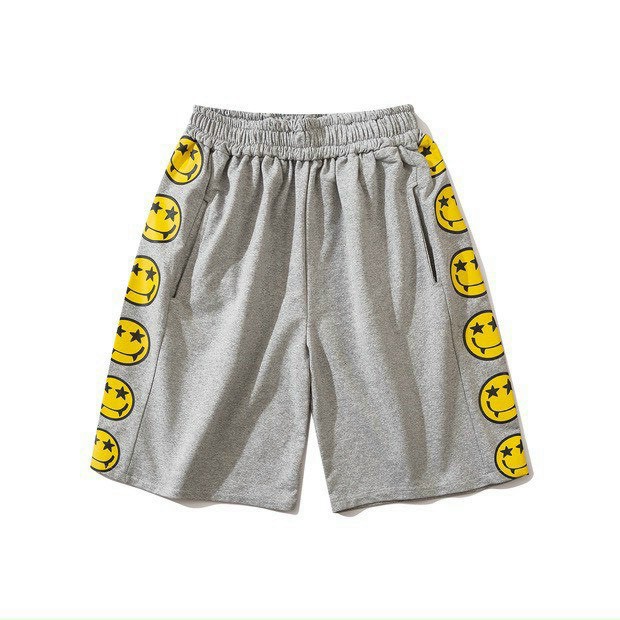 Quần short unisex nam nữ phối viền mặt cười vải thun nỉ dày dặn, co giãn thoải mái