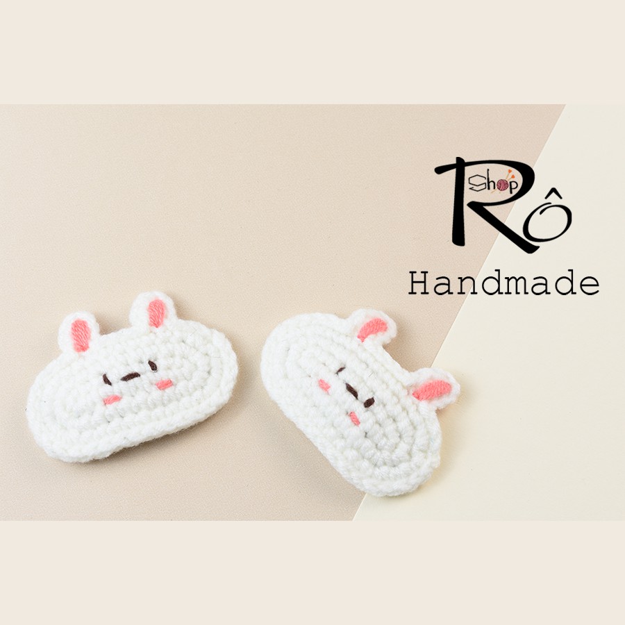 Kẹp tóc thỏ Stella Lou phiên bản màu trắng phong cách đáng yêu, cặp tóc len Handmade hàng đẹp 6cm [Ảnh thật+Hàng sẵn]
