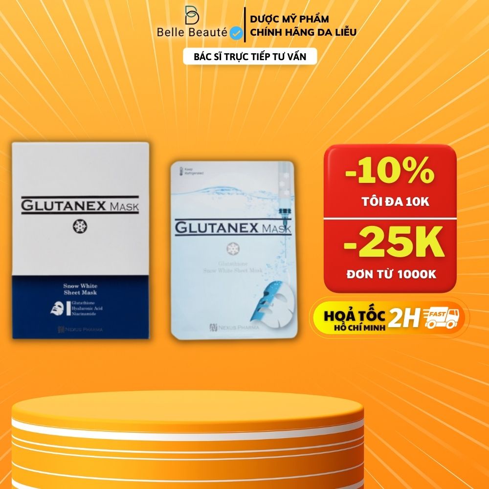 Mặt nạ dưỡng trắng, giảm nám, trẻ hoá, săn chắc da Nexus Pharma Glutanex Mask