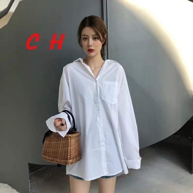 Áo sơmi trắng from rộng