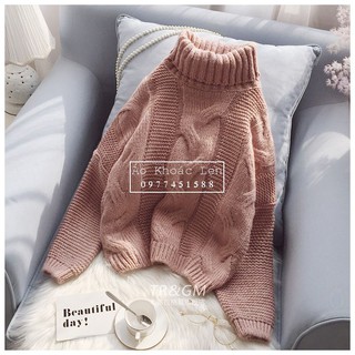 Áo len cổ lọ xoắn thừng