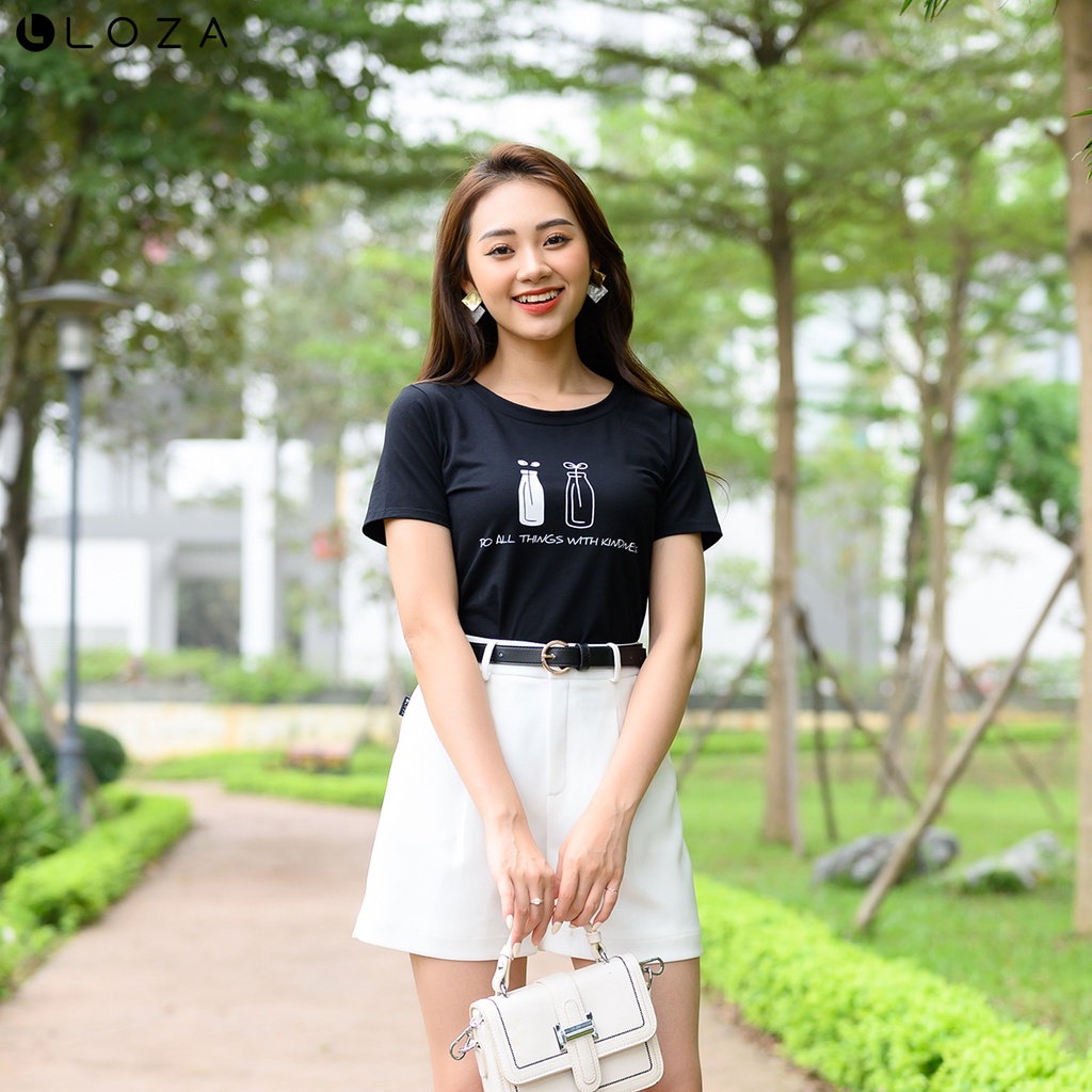 Áo phông nữ LOZA cổ tròn chất thun cotton mềm mát - PT04119
