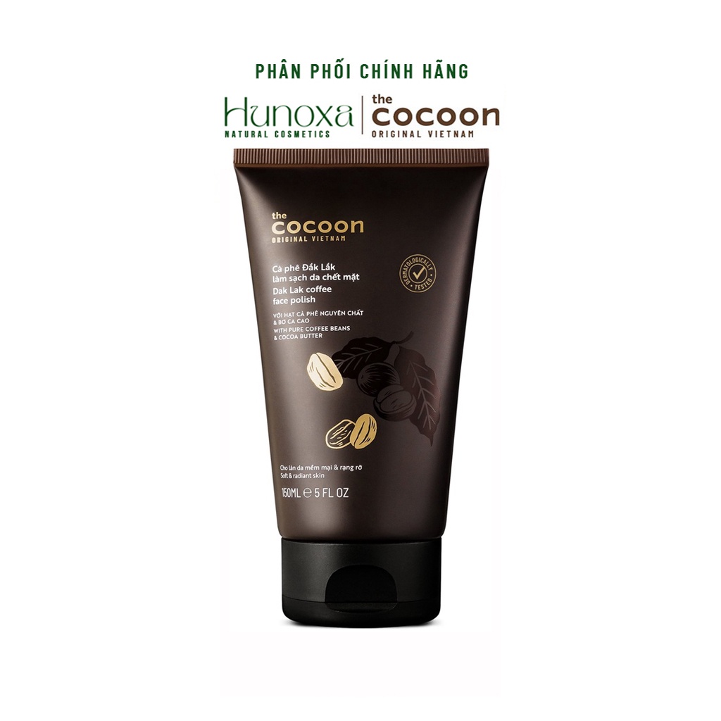 Tẩy Tế Bào Chết Mặt Cocoon, Tẩy Da Chết Mặt Cà Phê Đắk Lắk Cho Làn Da Mềm Mại & Rạng Rỡ 150Ml - Hunoxa