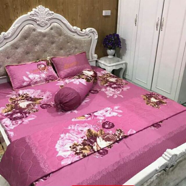 Set 5 Món Mền Hè và drap Gối  Poly Cotton Gồm Mền Hè + Drap + 2 Áo Gối + Áo Gối Ôm Đủ Kích Cỡ 1m2 1m4 1m6 1m8 2m2 | BigBuy360 - bigbuy360.vn