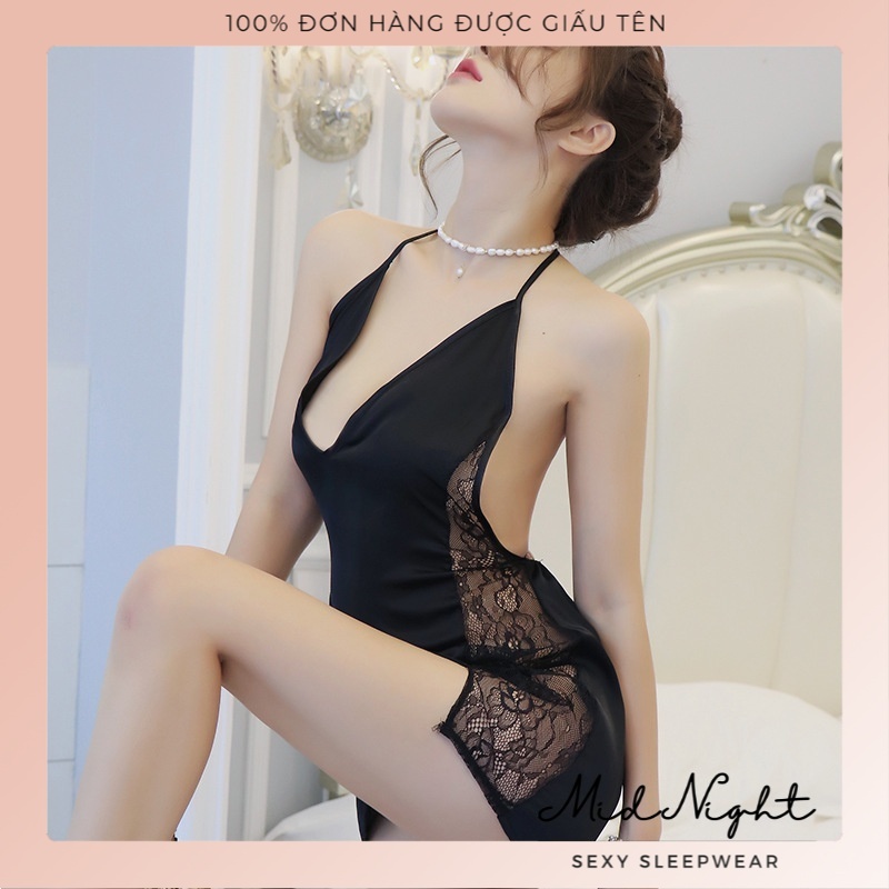Váy Ngủ Sexy Chất Liệu Ren Dây Đeo Cổ - Đồ Lót Gợi Cảm Trong Suốt Đầy Cám Dỗ Mid Night Sexy | BigBuy360 - bigbuy360.vn