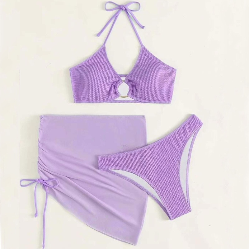 Set bikini 3 mảnh màu sắc đơn giản quyến rũ gợi cảm dành cho nữ | BigBuy360 - bigbuy360.vn