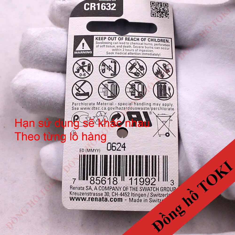 Pin đồng hồ renata thụy sỹ mã cr1632