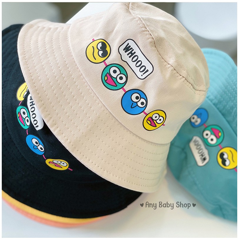 Mũ nón Bucket thời trang in icon mặt cười 5 màu cho bé trai và bé gái siêu cute hột me  -có kèm dây nón   ❣❣