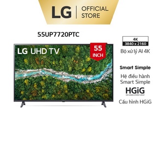 [Mã ELBAU1TR giảm 5% đơn 3TR] Smart UHD Tivi LG 55 Inch 4K 55UP7720PTC - Model 2021 - Miễn phí lắp đặt