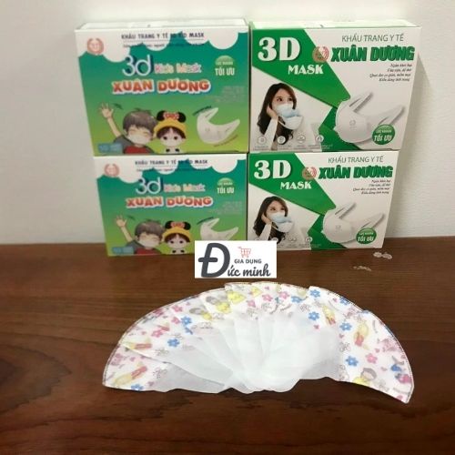 Khẩu trang cho bé COMBO 50 CHIẾC Khẩu trang trẻ em 3D kháng khuẩn tái sử dụng được