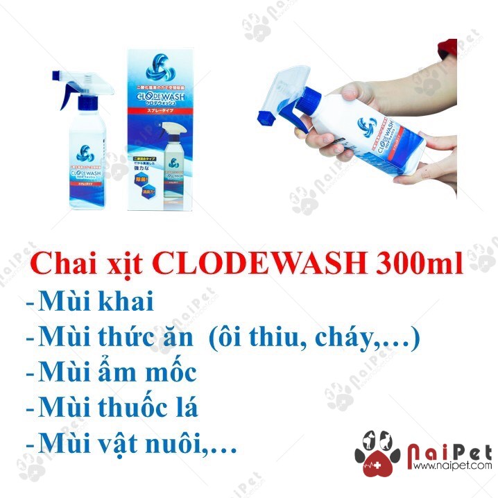 Xịt Khử Mùi Cho Chó Mèo Đa Năng Clodewash Nhật Bản 300ml