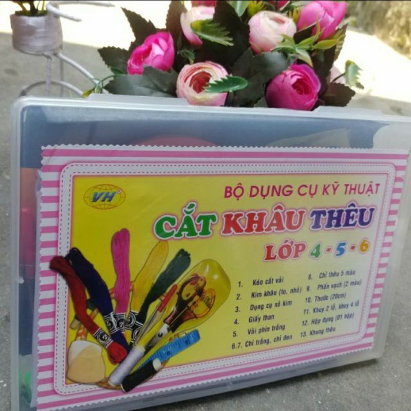 Bộ dụng cụ cắt khâu thêu lớp 4 lớp 5 lớp 6 dụng cụ kĩ thuật