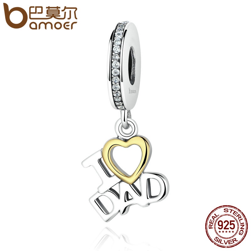 Phụ kiện hạt charm Bamoer SCC052 bạc 925 dùng để tự làm vòng tay thời trang phong cách gia đình