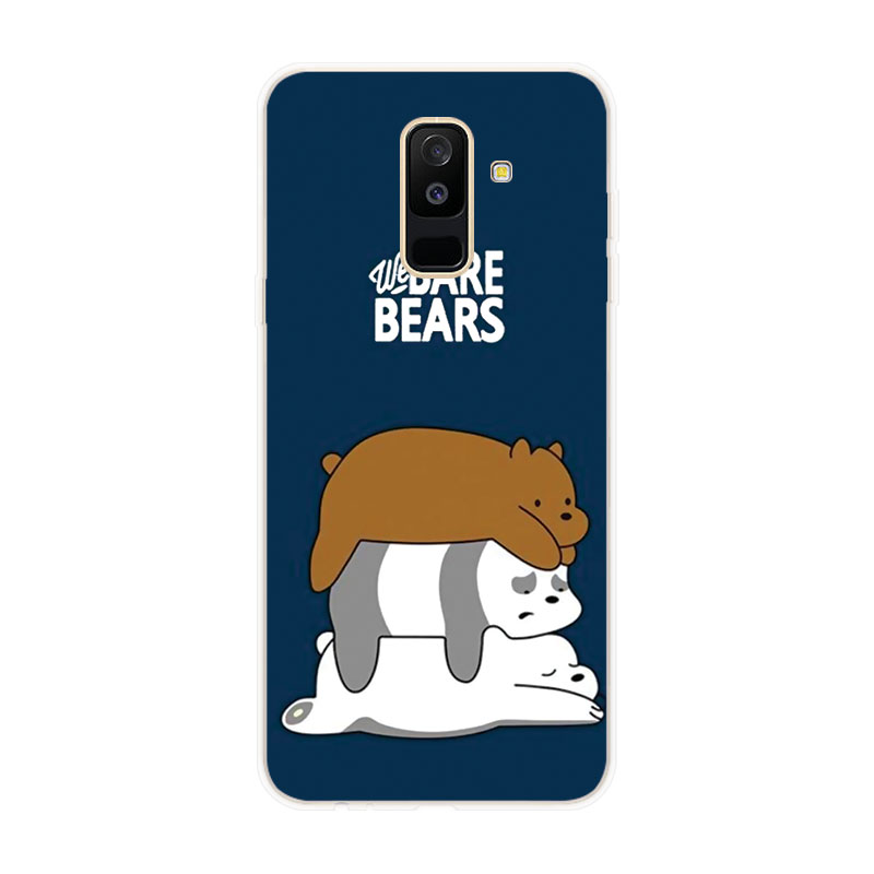 Samsung Galaxy A6 A6+ Plus A7 A8 A8+ Plus A9 2018 Soft TPU Silicone Phone Case Cover Three Bare Bears 2