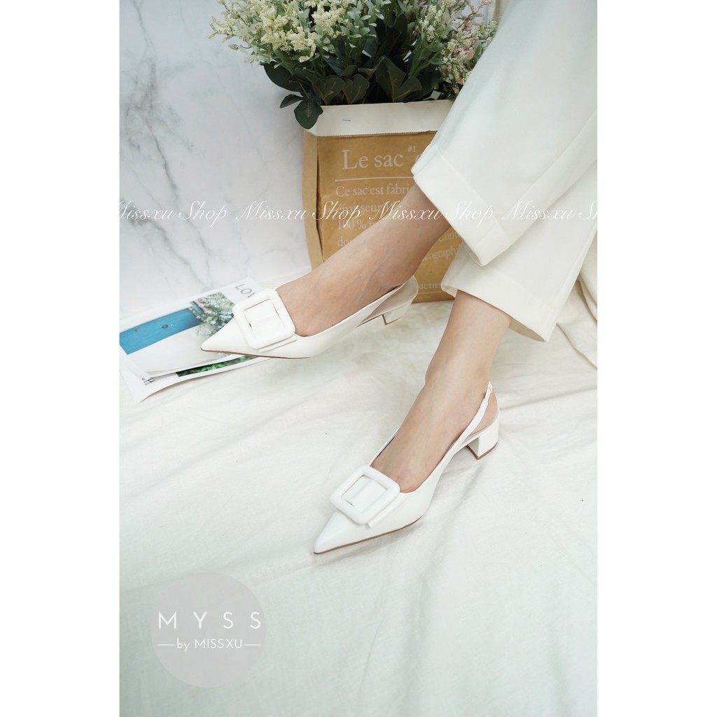 Giày nữ mũi nhọn cài khoen gót trụ 3cm thời trang MYSS - CG154