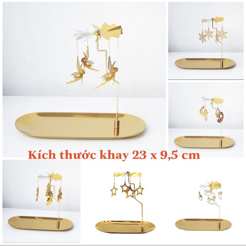 Khay nến thơm trang trí chong chóng xoay, khay lớn 23cm cao cấp