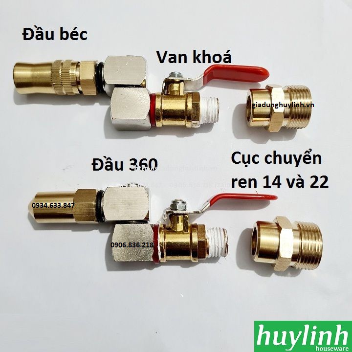 Đầu béc phun xịt rửa máy lạnh 360 độ ren 14 và 22 dùng cho máy rửa xe