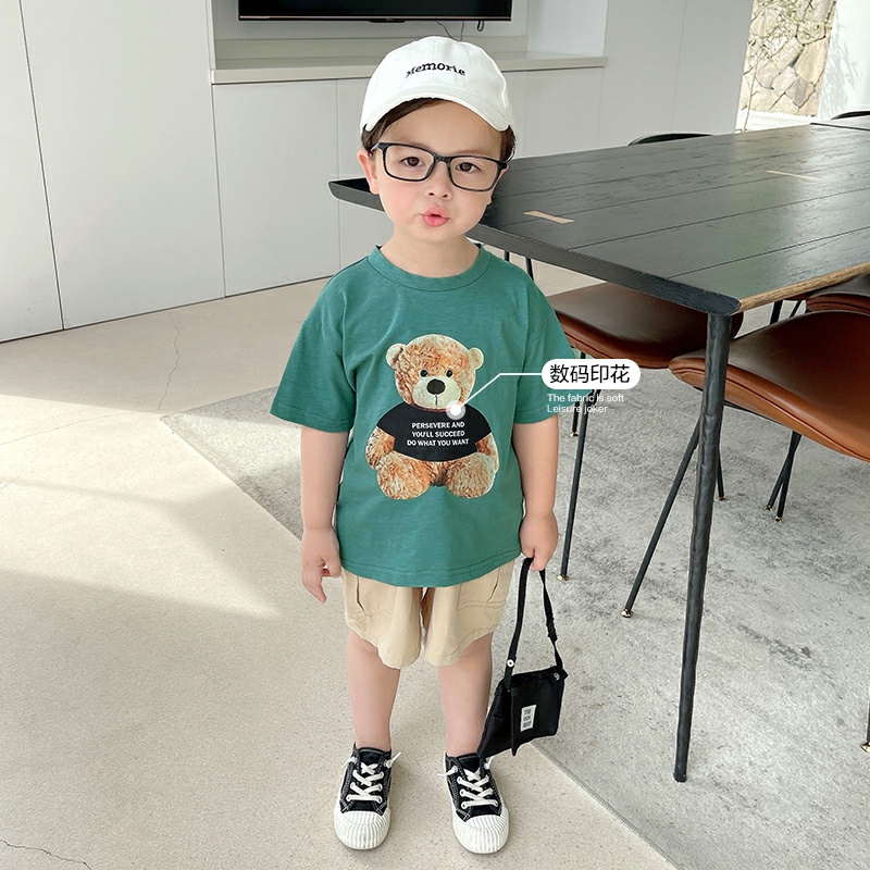 ÁO THUN COTTON GẤU IN 3D cực HÓT cho bé 8-20kg
