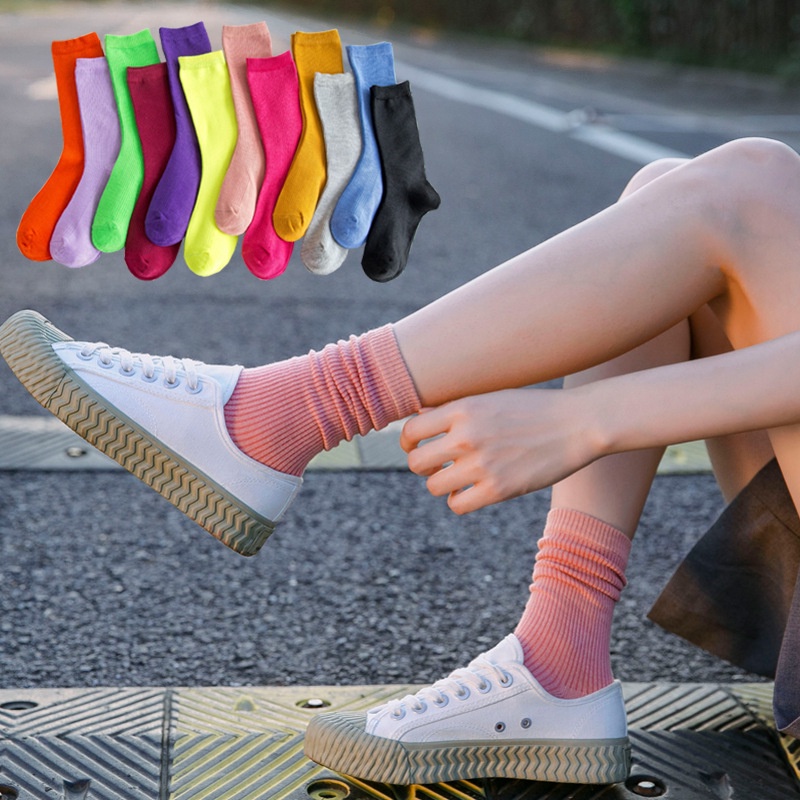 Vớ cổ cao trơn chun cotton vải mỏng thoáng mát thời trang hàn quốc giá rẻ dành cho nam nữ MONEYSOCKS VC109