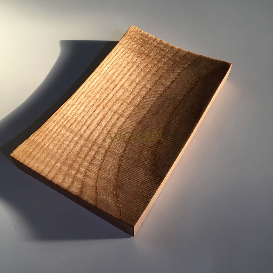 Khay gỗ chữ nhật mặt cong cao cấp 21x12.8cm - Đĩa gỗ đựng thực phẩm và vật dụng