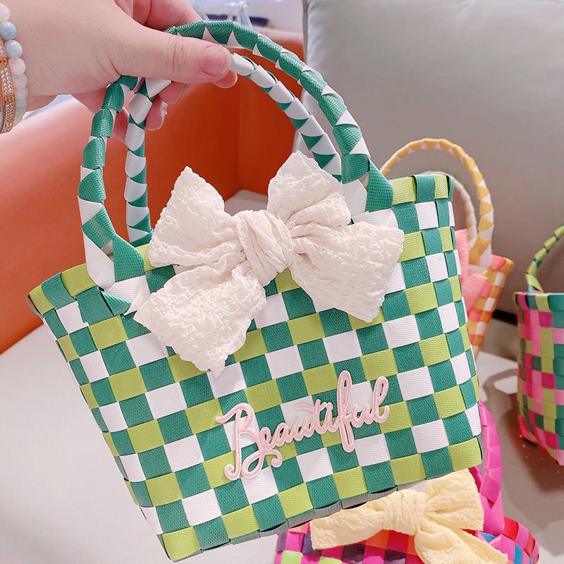 Túi Xách Vuông Nhỏ Thắt Nơ Phong Cách Mới Dành Cho Nữ Đi Biển Nghỉ Mát