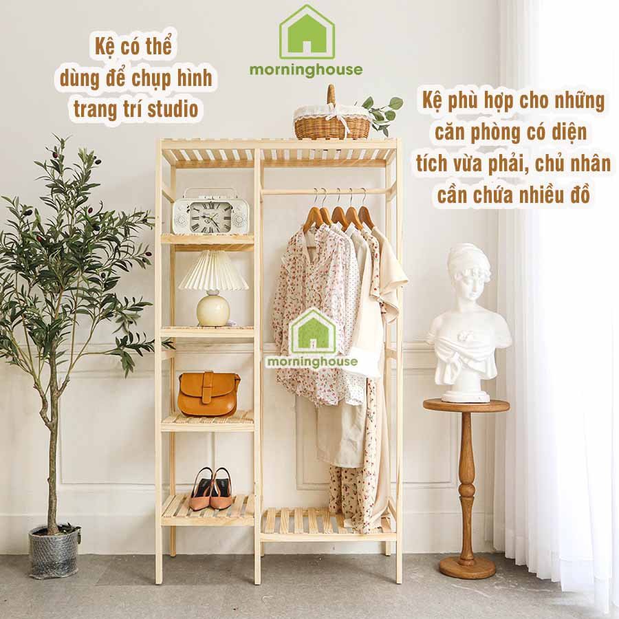 [Mã LIFEBKM1 giảm 10% tối đa 1 triệu đơn từ 500k] Tủ Treo Quần Áo Gỗ Morning House 87x150 cm. Tủ Quần Áo Gỗ Lắp Ráp