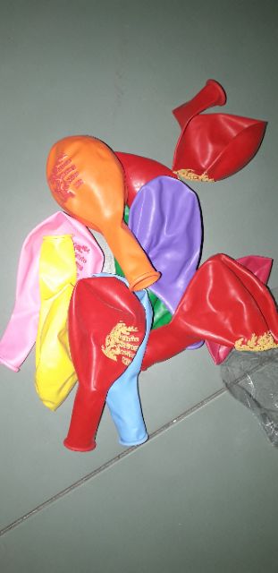 Sét 10 cái bong bóng In chữ Chúc Mừng Năm mới khi bơm 40cm nhiều màu