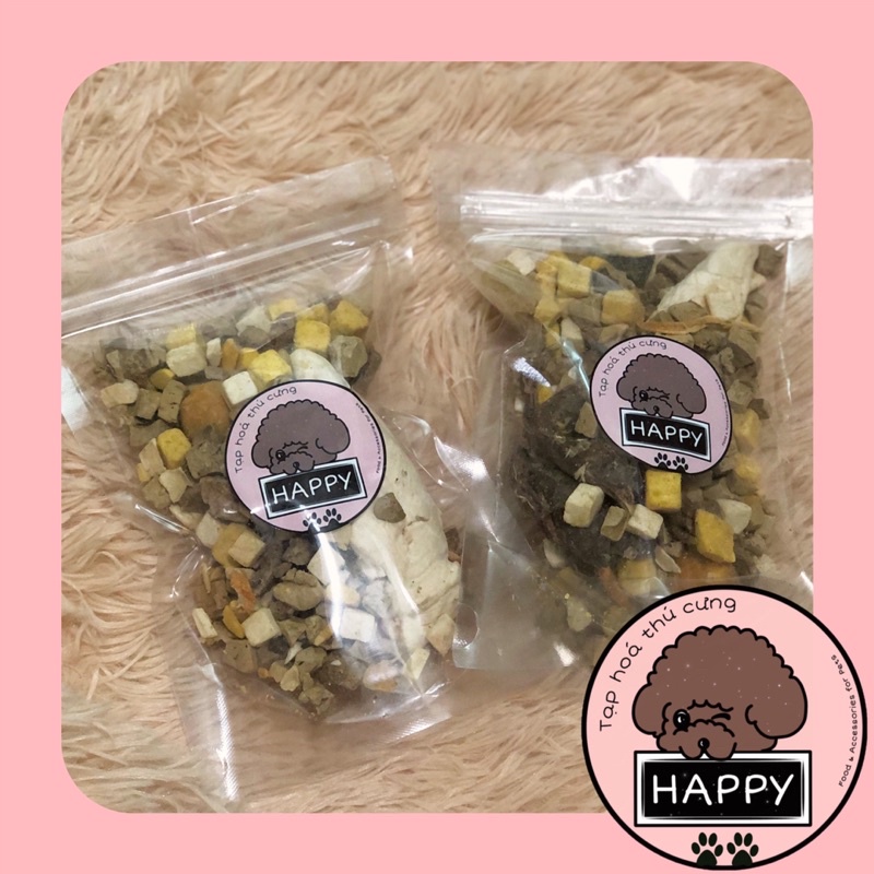HOẢ TỐC |  Hỗn hợp thịt sấy mix cho chó mèo / Chim cút sấy thịt viên sấy cho thú cưng - Tạp Hoá Thú Cưng Happy