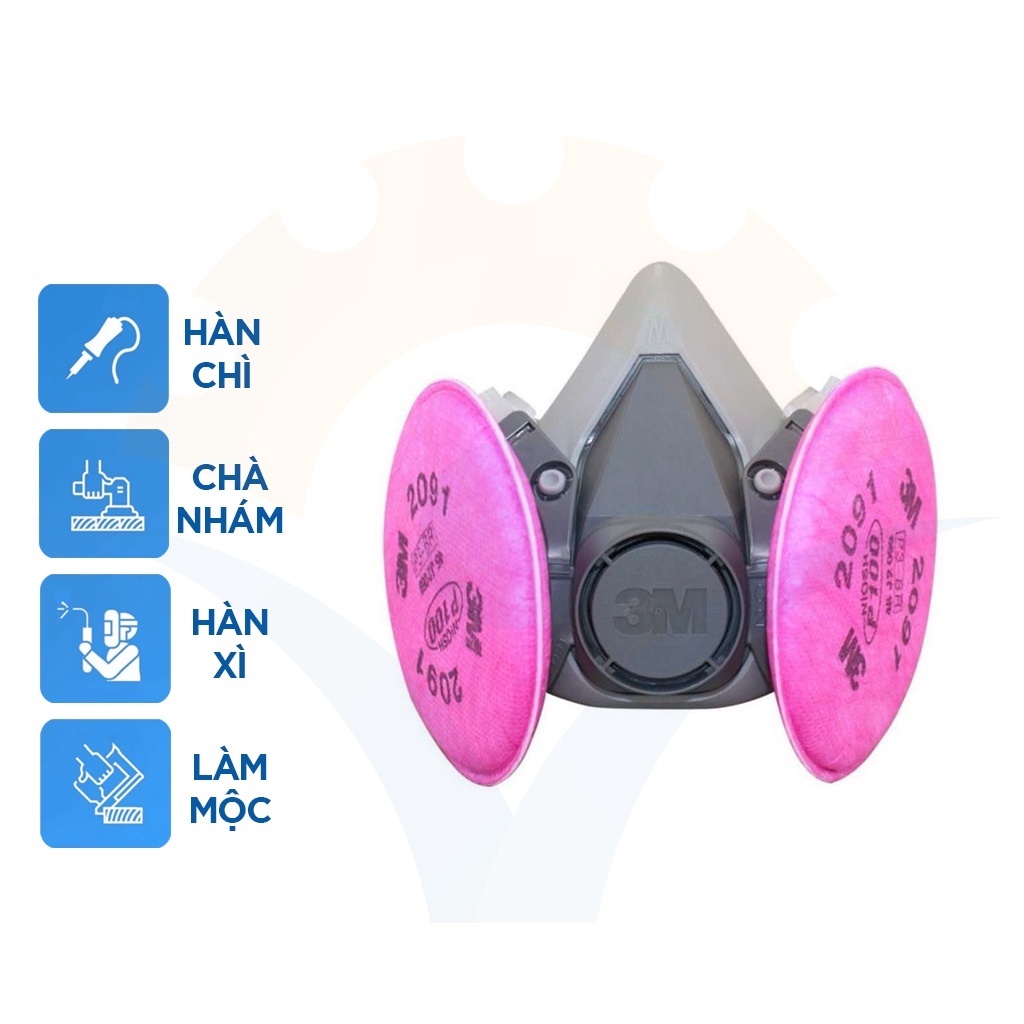 Bộ mặt nạ phòng độc 3M 6200-2097 chống bụi, hơi độc, khí hàn cắt đúc kim loại - Thinksafe
