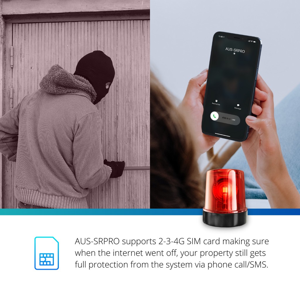 Thiết bị chống trộm gia đình - cửa hàng - văn phòng AZURA AUS-SRPRO 4G - Hàng Chính Hãng Úc