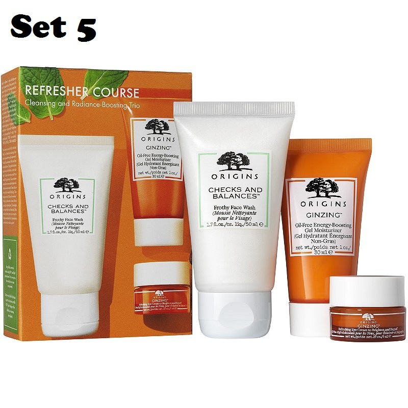 HOT - Fullset  Bộ dưỡng sáng da ORIGINS GinZing™ Brighten, Energize &amp; Hydrate Set