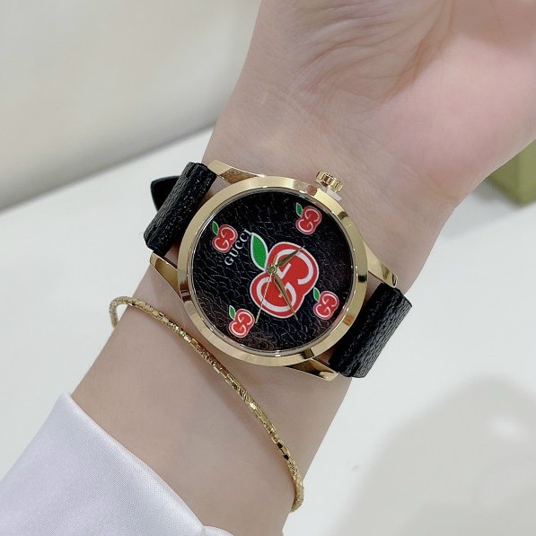 Đồng hồ nữ Gucci táo, dây da mềm, hàng full box, thẻ bảo hành 12 tháng - Dongho.gucci (GC02)